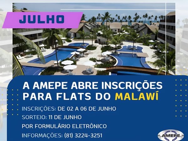 Imagem de Capa - Inscrições para hospedagem nos flats de Muro Alto no mês de JULHO têm início nesta segunda (2)