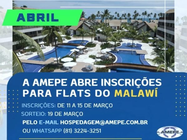 Imagem de capa - Começam nesta terça-feira (11) as inscrições para hospedagem nos flats de Muro Alto no mês de ABRIL