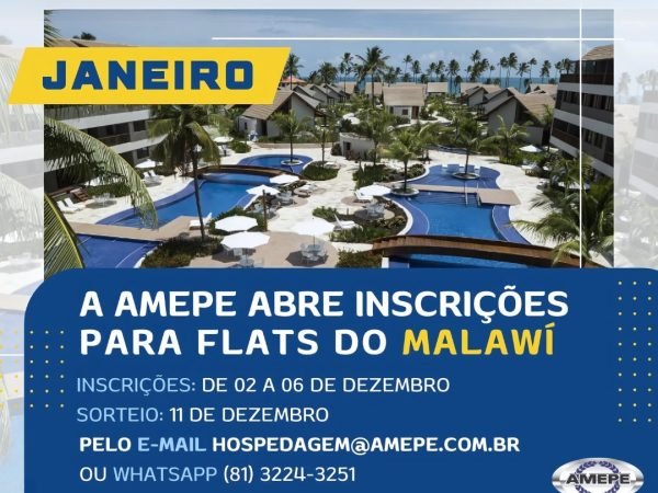 Imagem de capa - Inscrições para hospedagem nos flats de Muro Alto no mês de JANEIRO começam nesta segunda-feira