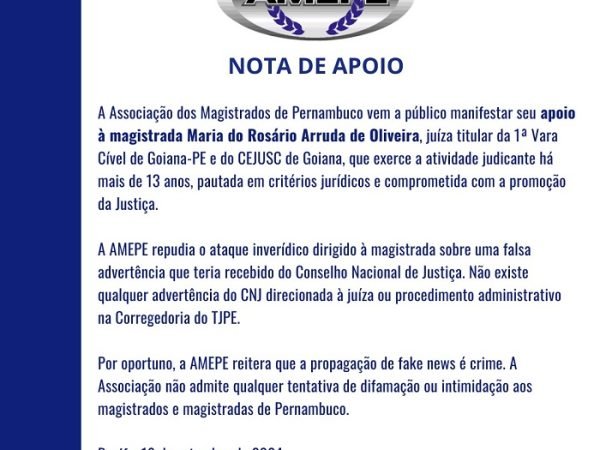 imagem de capa - NOTA DE APOIO